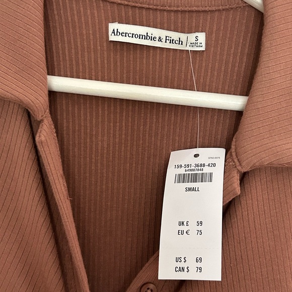 NEW Abercrombie & Fitch Ribbed Button Down Midi Dress - Picture 3 of 6